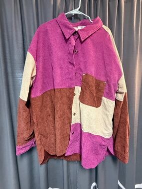 Color blocked Corduroy Shacket Size 2X NWT